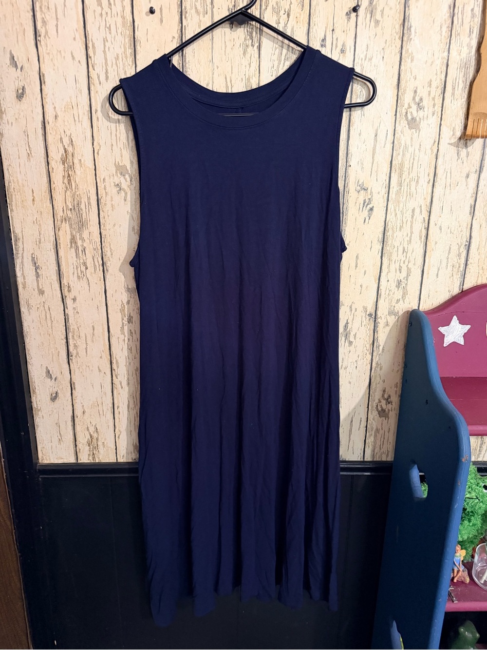 Time and Tru Navy Sleeveless Midi Swing Dress